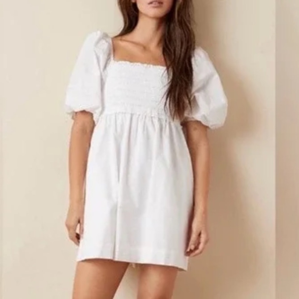 American Eagle Outfitters White Smocked Dress